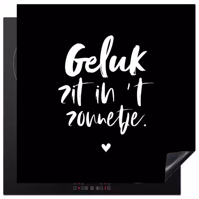 Tekst - Geluk zit in 't zonnetje - Quotes - Zomer - Zon Inductie beschermer vinyl 3mm middel -3d