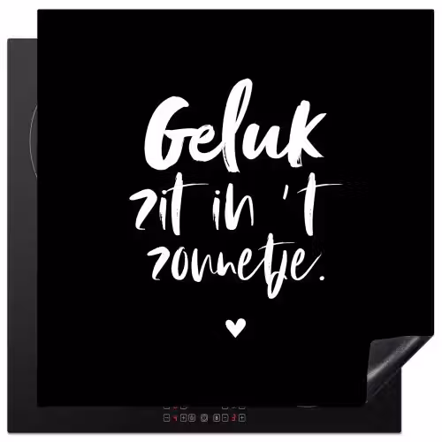 Tekst - Geluk zit in 't zonnetje - Quotes - Zomer - Zon Inductie beschermer vinyl 3mm middel -3d