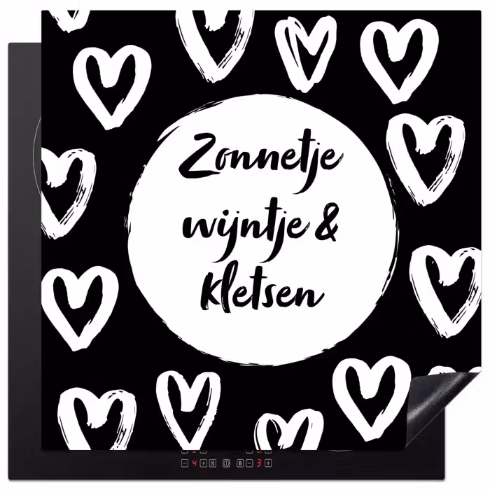 Tekst - Zonnetje, wijntje & kletsen - Quotes - Wijn - Tuin Inductie beschermer vinyl 3mm middel -3d
