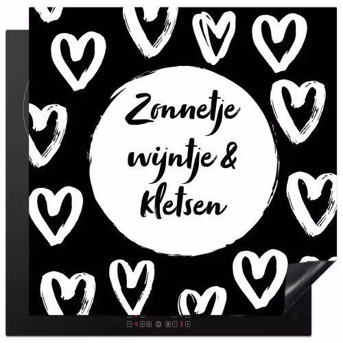 Tekst - Zonnetje, wijntje & kletsen - Quotes - Wijn - Tuin Inductie beschermer vinyl 3mm middel -3d
