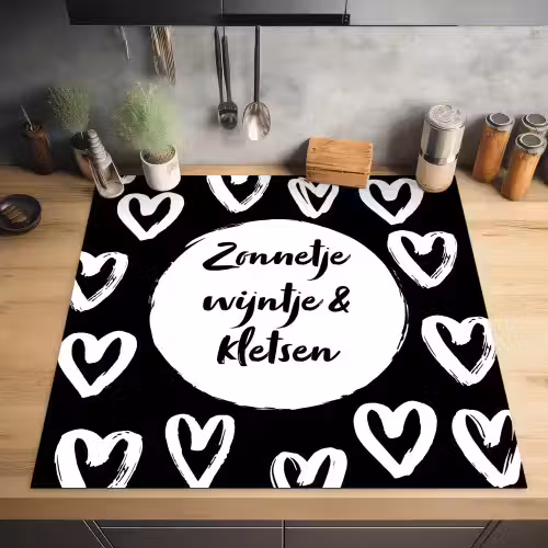 Tekst - Zonnetje, wijntje & kletsen - Quotes - Wijn - Tuin Inductie beschermer vinyl 3mm middel -sfeer5