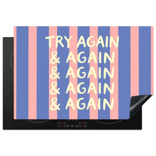 Try again - Strepen - Roze - Verticaal - Blauw Inductie beschermer vinyl 3mm klein -3d