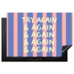 Try again - Strepen - Roze - Verticaal - Blauw Inductie beschermer vinyl 3mm klein -3d