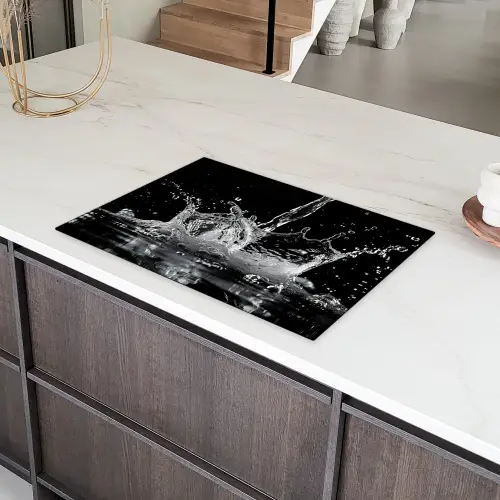 Water - Splash - Zwart Inductie beschermer vinyl 3mm klein -sfeer8