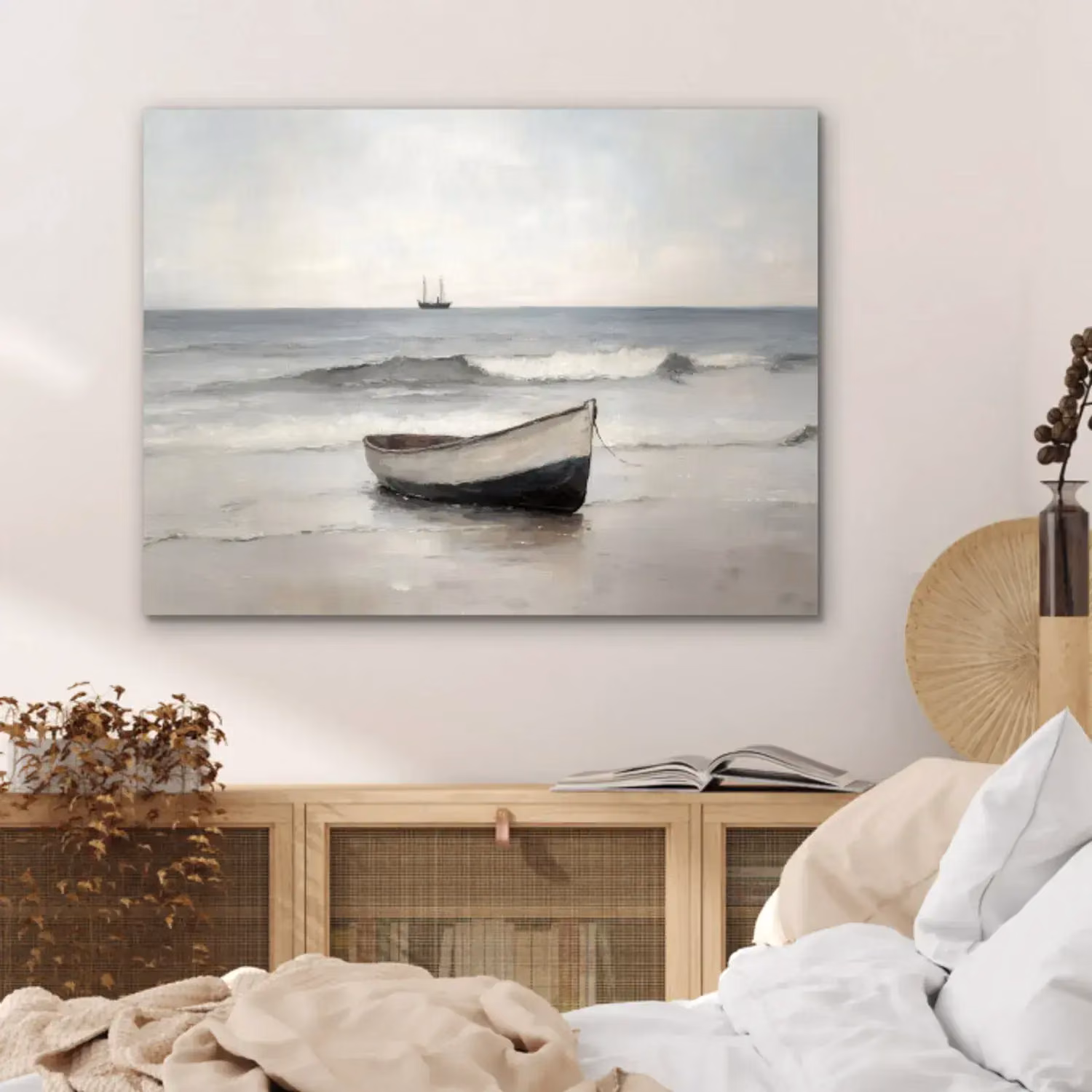 Aluminium painting – Rowing boat – Sea – Horizon