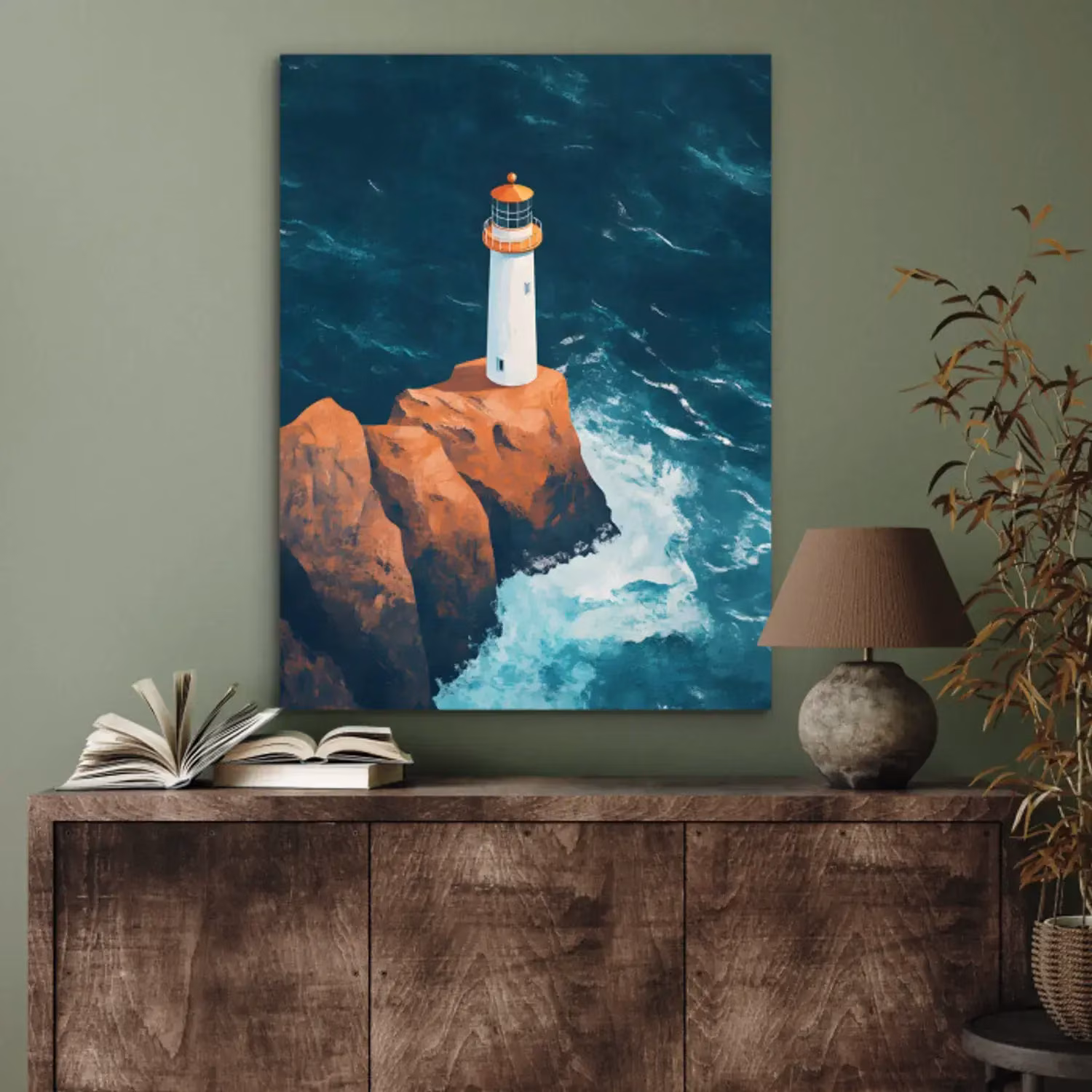 Aluminium painting – Lighthouse – Rock – Sea – Waves