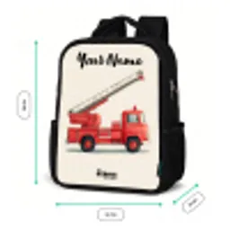 Brandweerwagen - Getekend - Rood Rugzak - Zwart middel -productfoto_formaten
