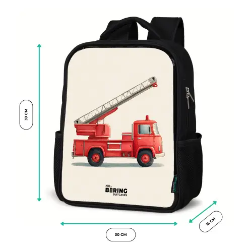 Brandweerwagen - Getekend - Rood Rugzak - Zwart middel -productfoto_formaten