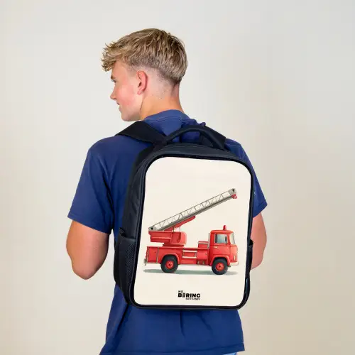 Brandweerwagen - Getekend - Rood Rugzak - Zwart middel -sfeer8