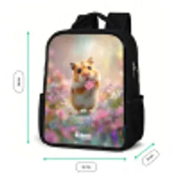 Hamster - Bloem - Natuur - Dier Rugzak - Zwart middel -productfoto_formaten