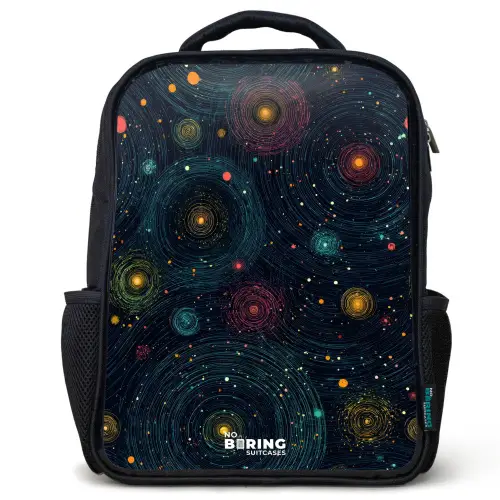 Sterren - Planeten - Kleurrijk Rugzak - Zwart middel -3d