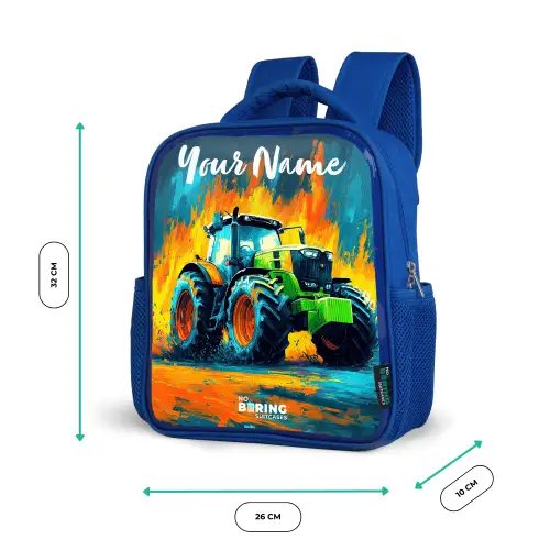 Abstract - Tractor - Groen Kinderrugzak - Blauw middel -productfoto_formaten