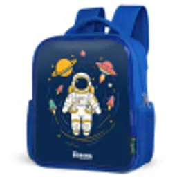 Astronaut - Planeet - Sterren - Raket Kinderrugzak - Blauw middel -schuin