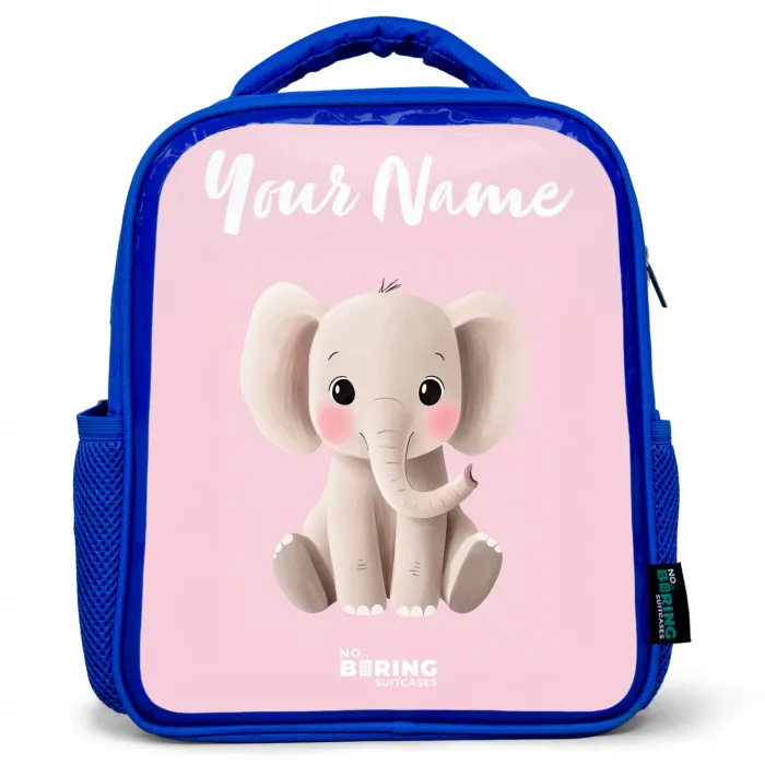 Olifant - Grijs - Baby - Slurf Kinderrugzak - Blauw middel -3d
