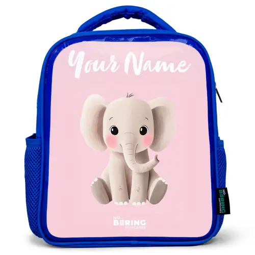 Olifant - Grijs - Baby - Slurf Kinderrugzak - Blauw middel -3d