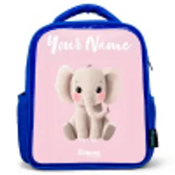 Olifant - Grijs - Baby - Slurf Kinderrugzak - Blauw middel -3d