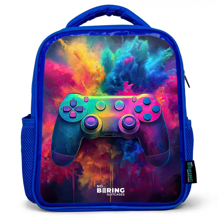 Game - Controller - Kleurrijk - Explosie Kinderrugzak - Blauw middel -3d