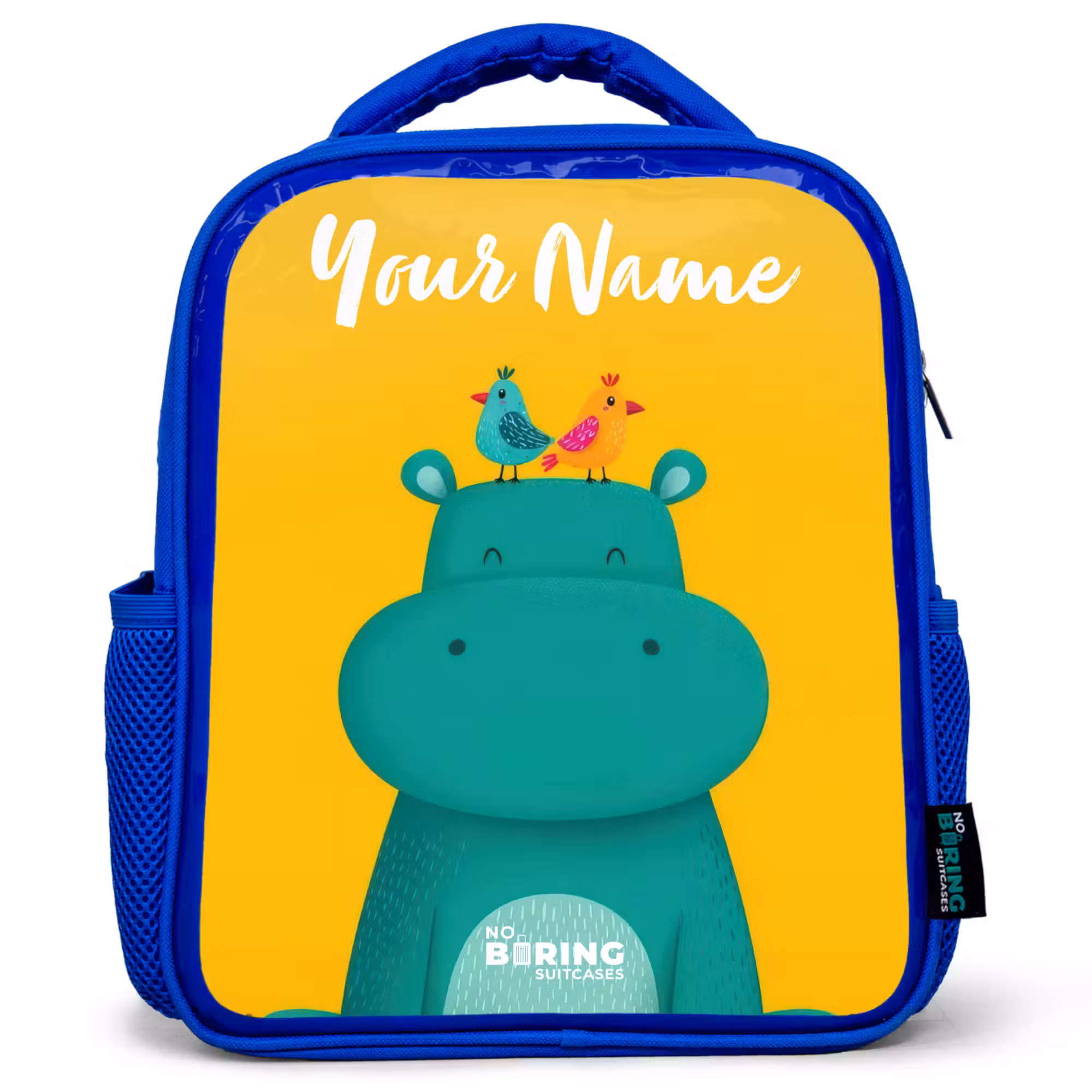 Kids' Backpacks with name Blue -. Hippo - Birds - Yellow
