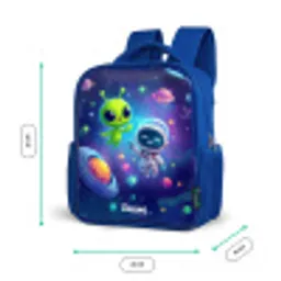 Vrolijke Ontmoeting in de Ruimte Kinderrugzak - Blauw middel -productfoto_formaten