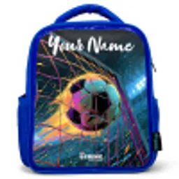 Neon - Net - Voetbal - Kleurrijk Kinderrugzak - Blauw middel -3d