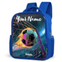 Neon - Net - Voetbal - Kleurrijk Kinderrugzak - Blauw middel -schuin