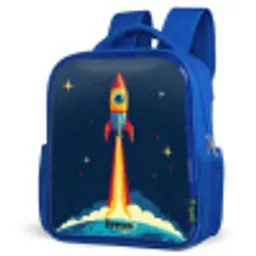 Planeet - Raket - Sterren - Donkerblauw Kinderrugzak - Blauw middel -schuin