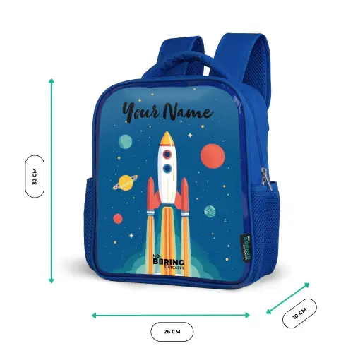 Raket - Planeet - Sterren - Veelkleurig Kinderrugzak - Blauw middel -productfoto_formaten