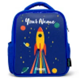 Raket - Sterren - Planeet - Ruimte Kinderrugzak - Blauw middel -3d