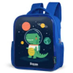 Ruimte - Dino - Planeten - Sterren Kinderrugzak - Blauw middel -schuin