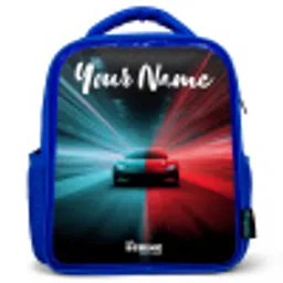Sportauto - Blauw - Neon - Stad Kinderrugzak - Blauw middel -3d