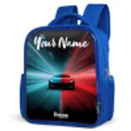 Sportauto - Blauw - Neon - Stad Kinderrugzak - Blauw middel -schuin