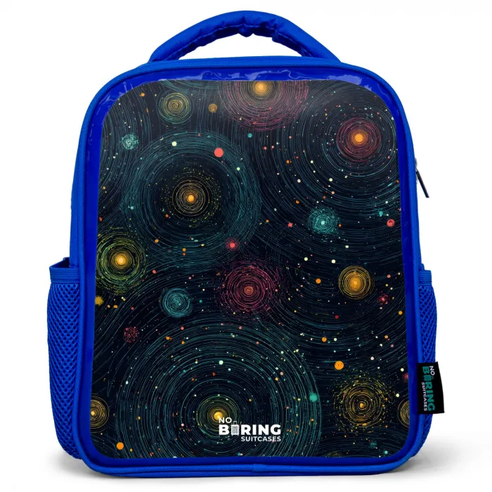 Sterren - Planeten - Kleurrijk Kinderrugzak - Blauw middel -3d