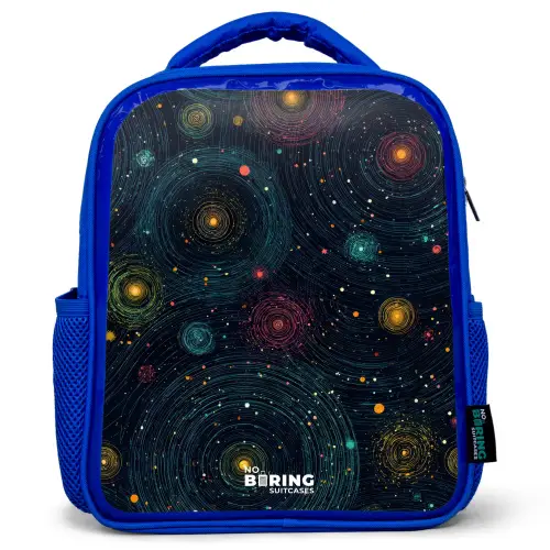 Sterren - Planeten - Kleurrijk Kinderrugzak - Blauw middel -3d