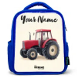 Tractor - Getekend - Rood Kinderrugzak - Blauw middel -3d