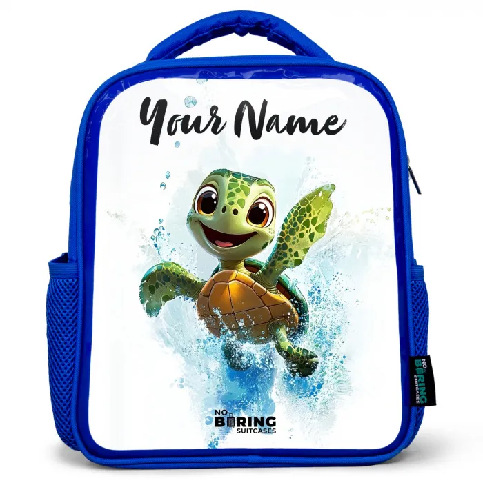 Schildpad - Water - Groen Kinderrugzak - Blauw middel -3d
