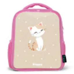 Kat omringd door beige stippen Kinderrugzak - Roze middel -3d