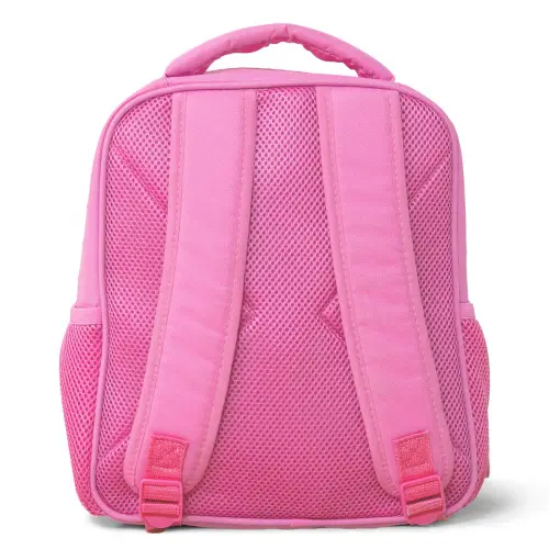 Hertje - Bloemen - Stippen - Roze Kinderrugzak - Roze middel -achterkant