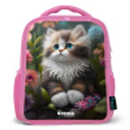 Kitten tussen bloemen Kinderrugzak - Roze middel -3d
