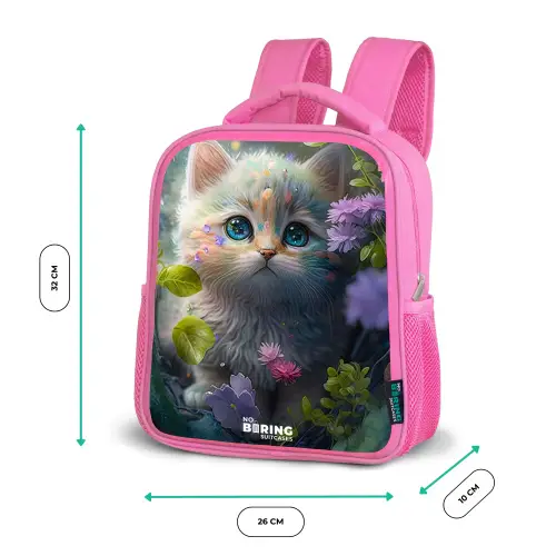 Kitten verstopt achter bloemen Kinderrugzak - Roze middel -productfoto_formaten