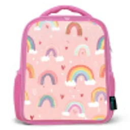 Regenboog - Patroon - Pastel - Handgetekend Kinderrugzak - Roze middel -3d