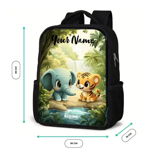 Olifant - Tijger - Bos - Jungle Rugzak - Zwart middel -productfoto_formaten