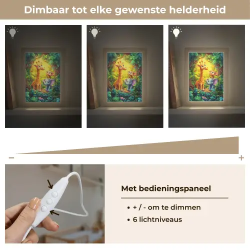 Dieren - Jungle - Giraf - Olifant - Aapje Light Box met kabel klein -USP_dimbaarNL