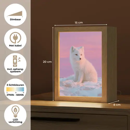 Poolvos - Sneeuw - Roze Light Box met kabel klein -USP_NL