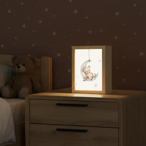 Beer - Maan - Sterren - Kinderen Light Box met kabel klein -sfeer1_kind