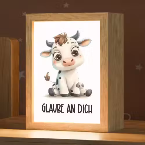 Koe - Wit - Dieren - Geloof in jezelf Light Box met kabel klein -zzz_3d_website
