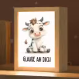 Koe - Wit - Dieren - Geloof in jezelf Light Box met kabel klein -zzz_3d_website