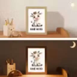 Koe - Wit - Dieren - Geloof in jezelf Light Box met kabel klein -sfeer3_kind