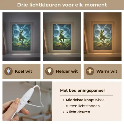 Dino - Jongens - Groen - Blauw - T-Rex Light Box met kabel klein -USP_lichtkleurNL