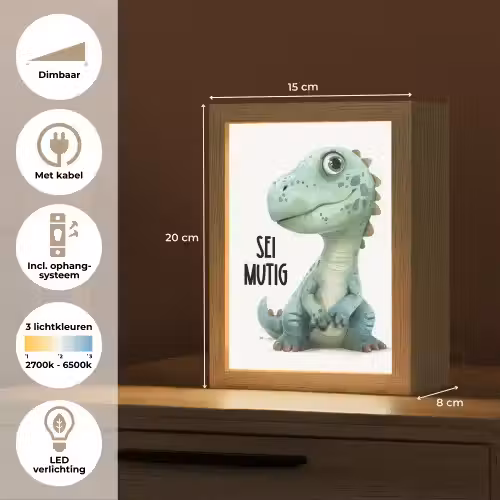 Draak - Wees moedig - Quote Light Box met kabel klein -USP_NL