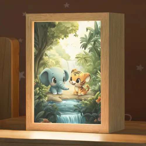 Olifant - Tijger - Bos - Jungle Light Box met kabel klein -zzz_3d_website